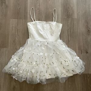 francescas ellen white floral tulle embellished mini wedding bridal dress small